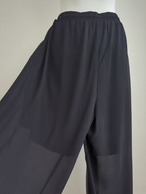 NWT NY Collection Petite Sheer Black Flowing Wide-Leg Palazzo Pants